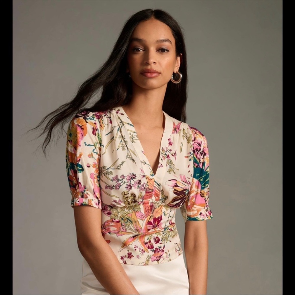 Anthropologie Tiny Adelaide Floral Print Blouse Size Small